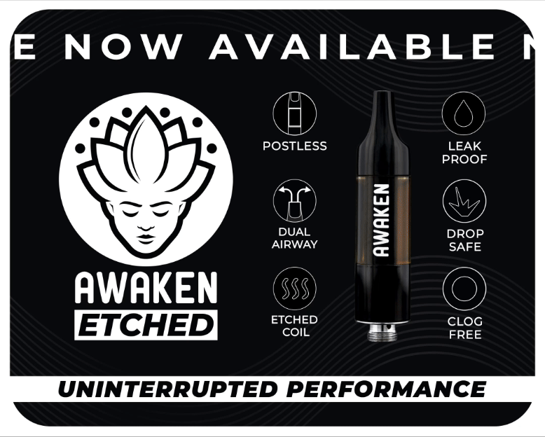 Awaken® Vape Etched Cartridges 1ml - Peppermint Slopes (Hybrid)