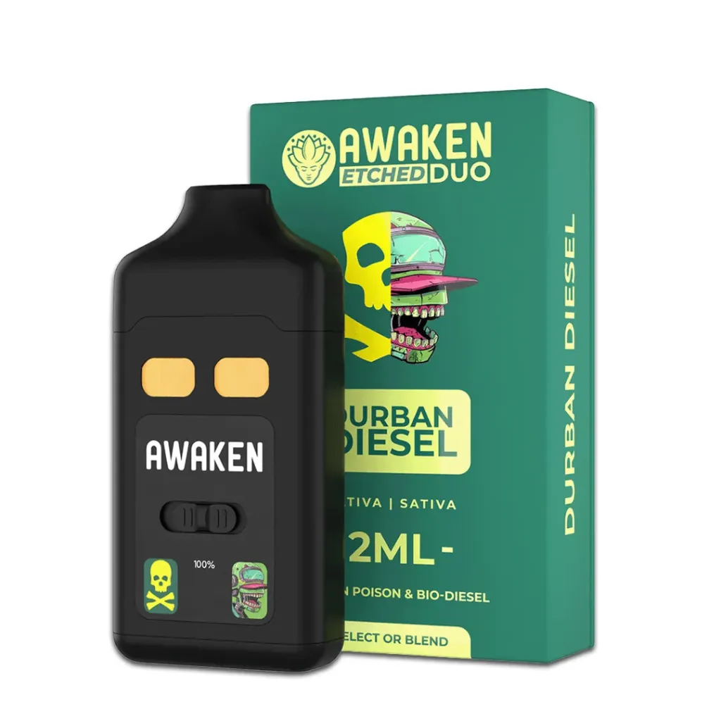 Awaken® Etched DUO Disposable Vape 2ml - Durban Diesel Duo (Sativa1ml+Sativa1ml)